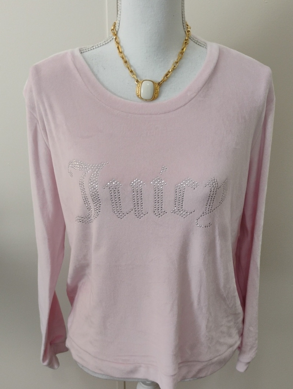 Juicy Couture Light Pink Long Sleeve Crystal Logo Top